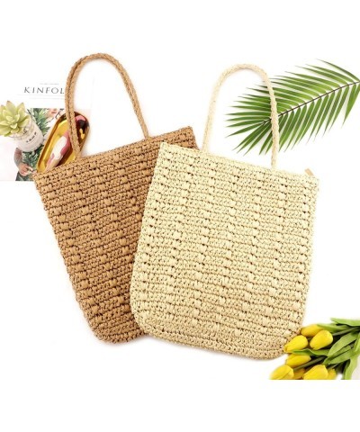 Ladies Summer Beach Handbag Rattan Straw Handmade Large Capacity Handbag Women's Bohemian Travel Shoulder Bag Beige $31.89 Sh...