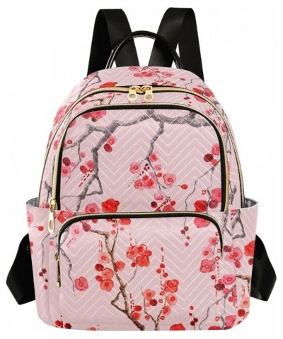 Travel Backpack Purse for Women Fashion Anti-theft Work Casual Pink Cherry Blossom Branch Daypack Shoulder Bag Medium Size Sm...