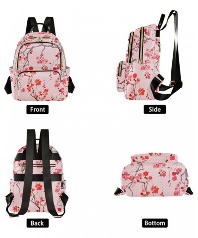 Travel Backpack Purse for Women Fashion Anti-theft Work Casual Pink Cherry Blossom Branch Daypack Shoulder Bag Medium Size Sm...