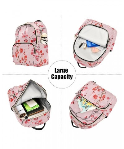 Travel Backpack Purse for Women Fashion Anti-theft Work Casual Pink Cherry Blossom Branch Daypack Shoulder Bag Medium Size Sm...