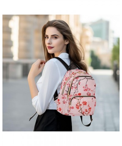 Travel Backpack Purse for Women Fashion Anti-theft Work Casual Pink Cherry Blossom Branch Daypack Shoulder Bag Medium Size Sm...