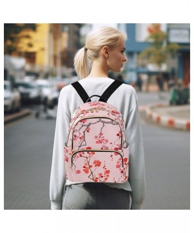 Travel Backpack Purse for Women Fashion Anti-theft Work Casual Pink Cherry Blossom Branch Daypack Shoulder Bag Medium Size Sm...