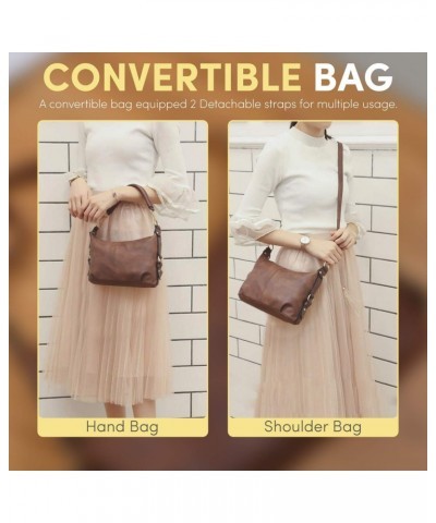 Brown Women Leather Shoulder Handbags with Shoulder Strap and Brown Men Leather Phone Belt Bag (2 Pack) $20.08 Hobo Bags