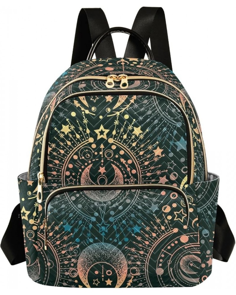 Magical Astrology Boho Quilted Backpack for Women Travel Bag Shoulder Bags Purse for Nurse Daily Work M Medium $18.59 Backpacks