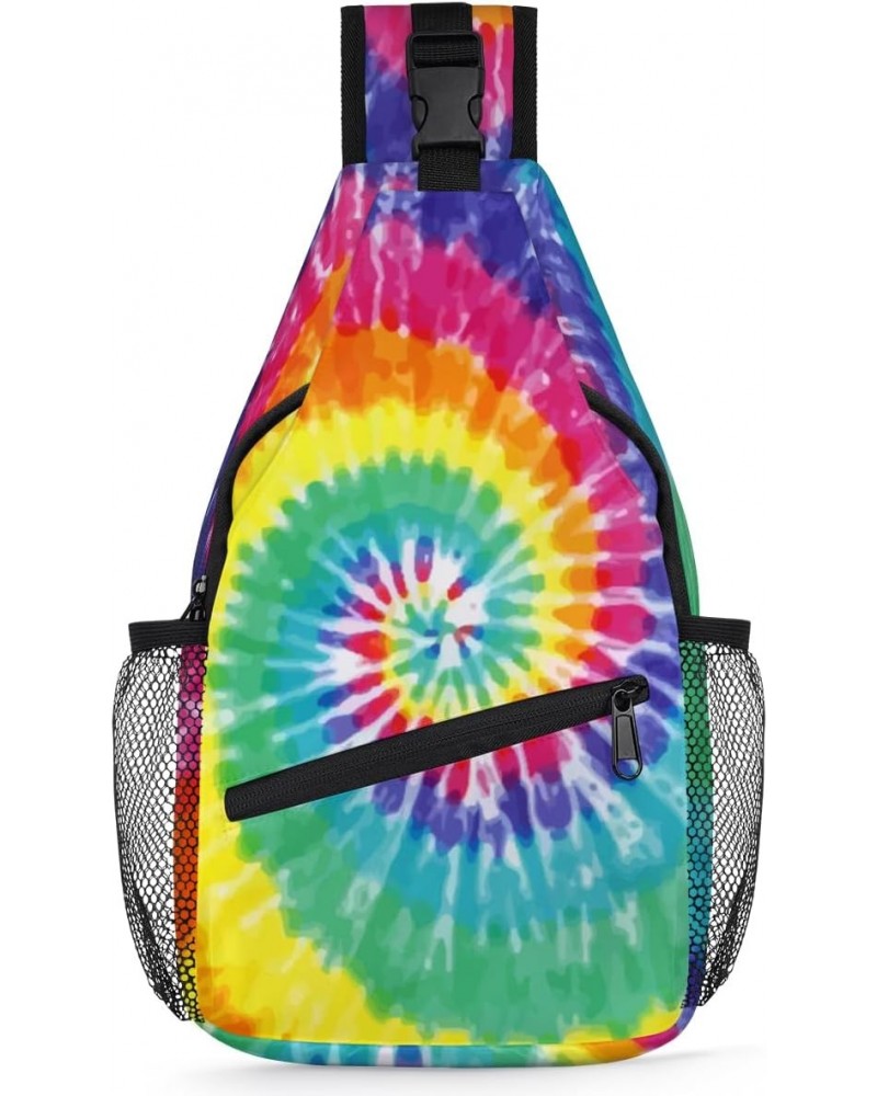 Rainbow Tie Dye Print Sling Crossbody Bag for Women Men, Sling Backpack Travel Hiking Casual Daypack Chest Bag Purse Shoulder...