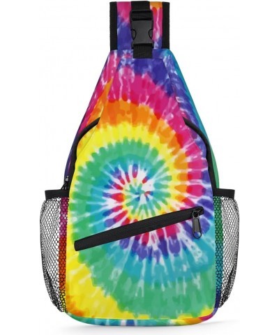 Rainbow Tie Dye Print Sling Crossbody Bag for Women Men, Sling Backpack Travel Hiking Casual Daypack Chest Bag Purse Shoulder...