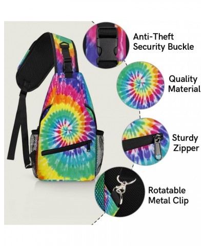 Rainbow Tie Dye Print Sling Crossbody Bag for Women Men, Sling Backpack Travel Hiking Casual Daypack Chest Bag Purse Shoulder...