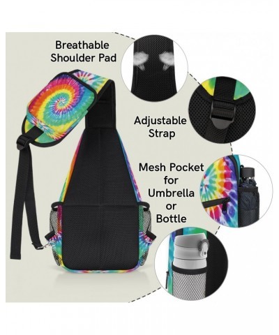 Rainbow Tie Dye Print Sling Crossbody Bag for Women Men, Sling Backpack Travel Hiking Casual Daypack Chest Bag Purse Shoulder...