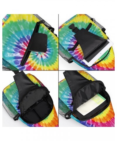 Rainbow Tie Dye Print Sling Crossbody Bag for Women Men, Sling Backpack Travel Hiking Casual Daypack Chest Bag Purse Shoulder...