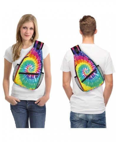 Rainbow Tie Dye Print Sling Crossbody Bag for Women Men, Sling Backpack Travel Hiking Casual Daypack Chest Bag Purse Shoulder...