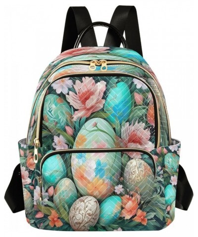 Easter Eggs Watercolor Flowers Quilted Backpack for Women Travel Bags Shoulder Bag Purse for Daily Work Nurse S Small $17.66 ...