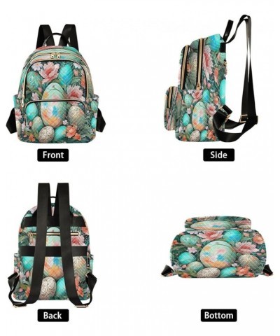 Easter Eggs Watercolor Flowers Quilted Backpack for Women Travel Bags Shoulder Bag Purse for Daily Work Nurse S Small $17.66 ...