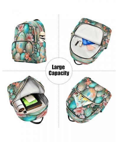 Easter Eggs Watercolor Flowers Quilted Backpack for Women Travel Bags Shoulder Bag Purse for Daily Work Nurse S Small $17.66 ...