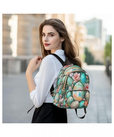 Easter Eggs Watercolor Flowers Quilted Backpack for Women Travel Bags Shoulder Bag Purse for Daily Work Nurse S Small $17.66 ...