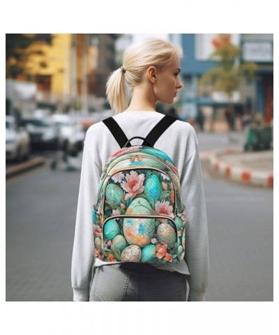 Easter Eggs Watercolor Flowers Quilted Backpack for Women Travel Bags Shoulder Bag Purse for Daily Work Nurse S Small $17.66 ...