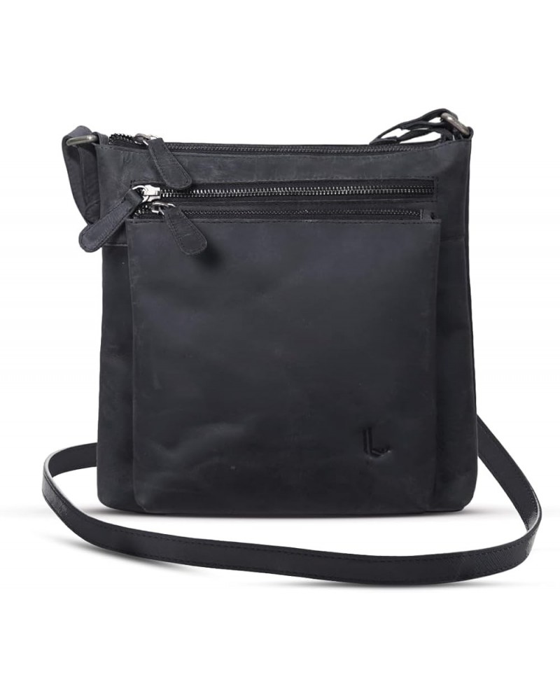 Real Leather Crossbody Bags for Women,Medium ZIp Cross Body Purse Sling and Cross Over Handbags with Zipper Black $24.98 Cros...