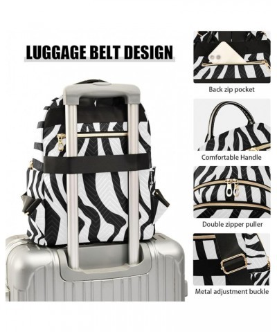 Travel Backpack Purse for Women Fashion Anti-theft Work Casual Animal Zebra Print White Stripe Daypack Shoulder Bag Medium Si...