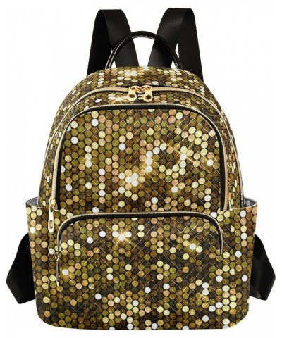 Women Backpack Gold Glitter Durable Travel Backpack Lightweight Handbag Lady Purse Roomy Double Zipper Weekend Bag for Everyd...