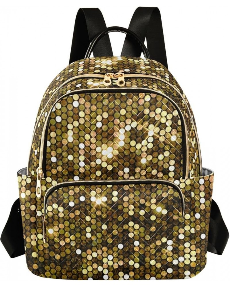 Women Backpack Gold Glitter Durable Travel Backpack Lightweight Handbag Lady Purse Roomy Double Zipper Weekend Bag for Everyd...