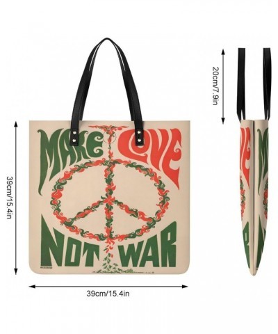 Make Love Not War 1960s Women Tote Bags Top Handle Satchel Handbags PU Faux Leather Tassel Shoulder Purse $19.13 Totes