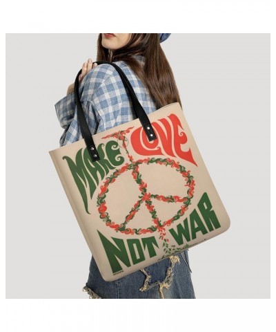 Make Love Not War 1960s Women Tote Bags Top Handle Satchel Handbags PU Faux Leather Tassel Shoulder Purse $19.13 Totes