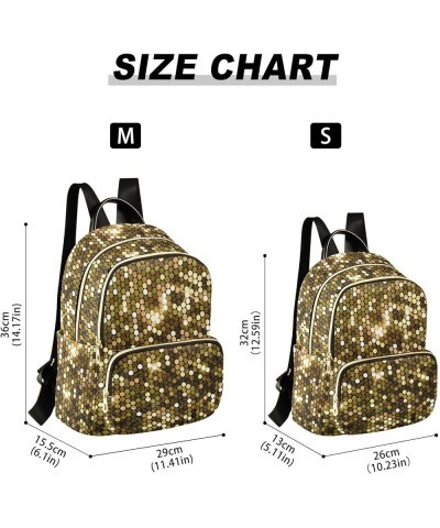 Women Backpack Gold Glitter Durable Travel Backpack Lightweight Handbag Lady Purse Roomy Double Zipper Weekend Bag for Everyd...