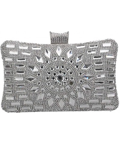 Women Fashion Clutch Purse Organizer Wallet Handbag Rhinestone Crystal Evening Bridesmaid Silver $15.40 Evening Bags