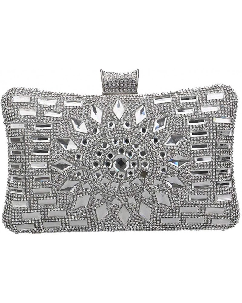 Women Fashion Clutch Purse Organizer Wallet Handbag Rhinestone Crystal Evening Bridesmaid Silver $15.40 Evening Bags