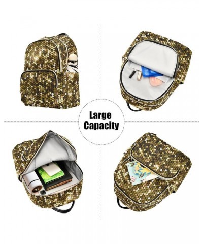 Women Backpack Gold Glitter Durable Travel Backpack Lightweight Handbag Lady Purse Roomy Double Zipper Weekend Bag for Everyd...