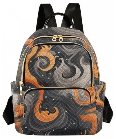 Small Backpack Purse for Women, Grey Orange Waves Travel Bag Casual Daypack Shoulder Bag Small $15.84 Backpacks