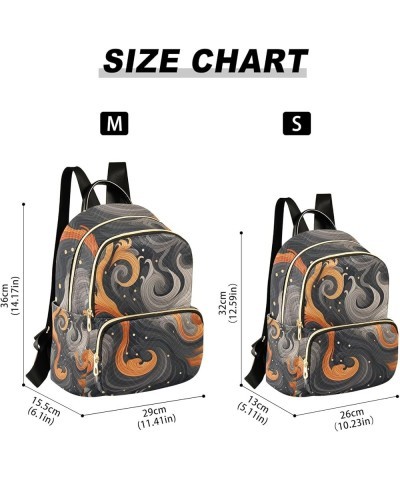 Small Backpack Purse for Women, Grey Orange Waves Travel Bag Casual Daypack Shoulder Bag Small $15.84 Backpacks