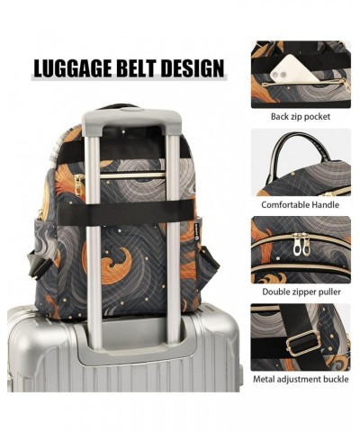 Small Backpack Purse for Women, Grey Orange Waves Travel Bag Casual Daypack Shoulder Bag Small $15.84 Backpacks