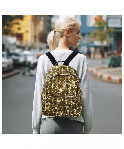 Women Backpack Gold Glitter Durable Travel Backpack Lightweight Handbag Lady Purse Roomy Double Zipper Weekend Bag for Everyd...