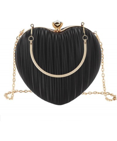 Mily Heart Shape Clutch Bag Messenger Shoulder Handbag Tote Evening Bag Purse 7033+black $13.21 Evening Bags