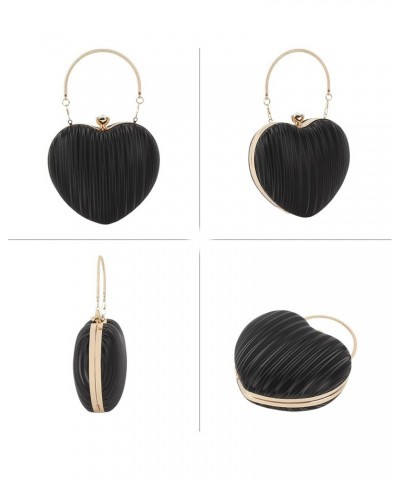 Mily Heart Shape Clutch Bag Messenger Shoulder Handbag Tote Evening Bag Purse 7033+black $13.21 Evening Bags