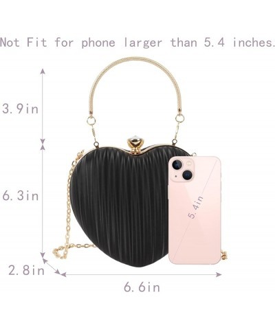 Mily Heart Shape Clutch Bag Messenger Shoulder Handbag Tote Evening Bag Purse 7033+black $13.21 Evening Bags