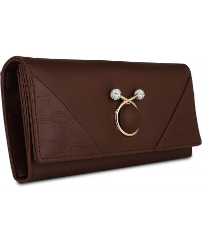 Women's and Girls Synthetics Faux Leather New Premium Styles Latest Women Clutches Wallets Purses Handbags Penny Brown $14.71...