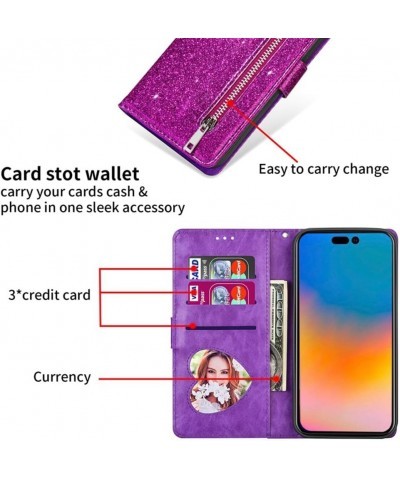 for Google Pixel 6 Magnetic Flip Sparkling Phone Case, Zipper Bag Protective Leather Case Gold Pixel 7 Purple $19.30 Others