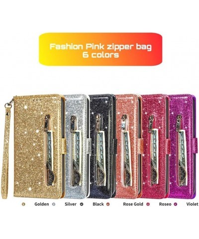 for Google Pixel 6 Magnetic Flip Sparkling Phone Case, Zipper Bag Protective Leather Case Gold Pixel 7 Purple $19.30 Others