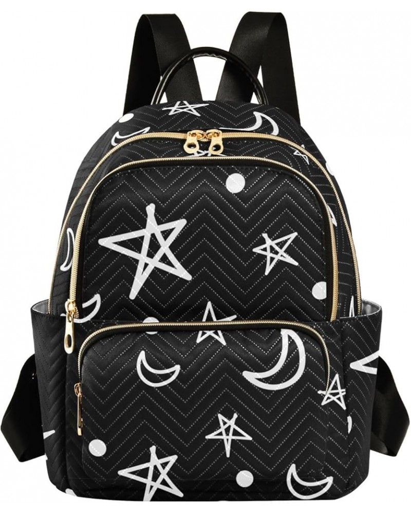 Abstract Moon Star Mini Backpack Purse for Women Travel Bag Fashion Daypack Back Pack Shoulder Bag Multicolor Small $13.02 Ba...