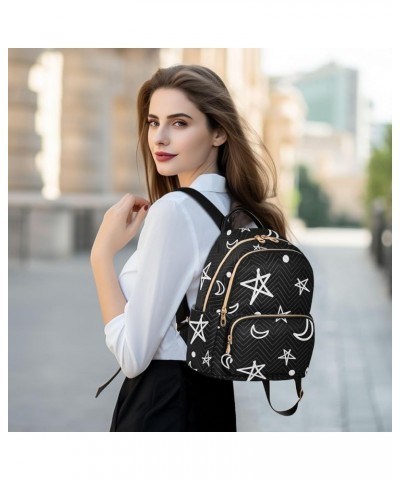 Abstract Moon Star Mini Backpack Purse for Women Travel Bag Fashion Daypack Back Pack Shoulder Bag Multicolor Small $13.02 Ba...