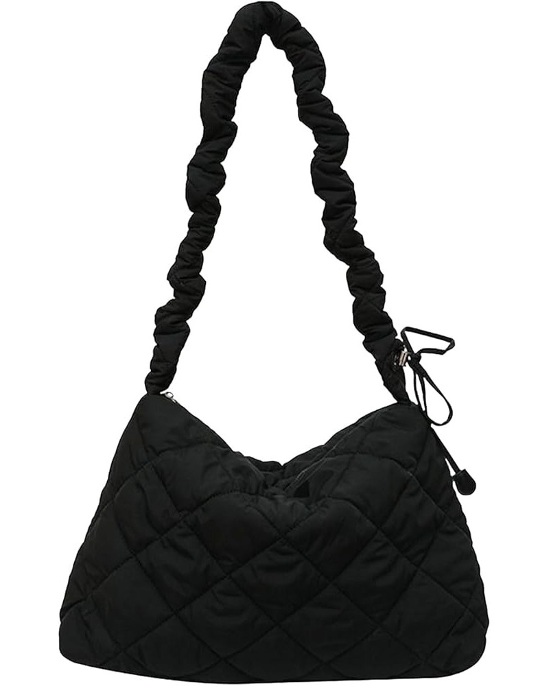 Women Large Puffy Tote Bag Quilted Down Cotton Padding Shoulder Bag Winter Warm Lightweight Handbag with Zip Style 6-black $1...