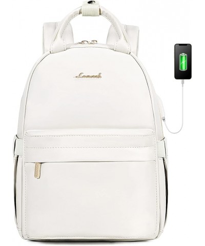 Mini Backpack Purse for Women Small Backpack with USB Charging Port, Cute Fashion Daypack for Work Travel Daily Off-white 11i...