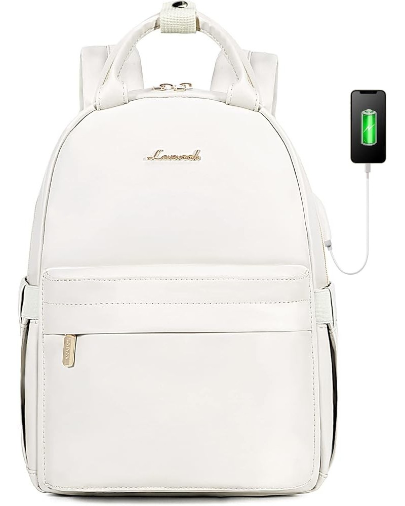 Mini Backpack Purse for Women Small Backpack with USB Charging Port, Cute Fashion Daypack for Work Travel Daily Off-white 11i...