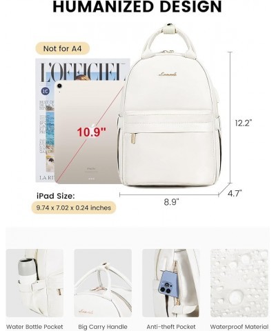 Mini Backpack Purse for Women Small Backpack with USB Charging Port, Cute Fashion Daypack for Work Travel Daily Off-white 11i...