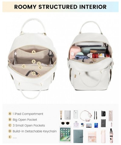 Mini Backpack Purse for Women Small Backpack with USB Charging Port, Cute Fashion Daypack for Work Travel Daily Off-white 11i...