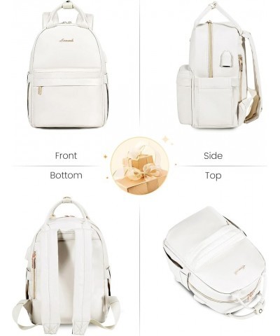 Mini Backpack Purse for Women Small Backpack with USB Charging Port, Cute Fashion Daypack for Work Travel Daily Off-white 11i...