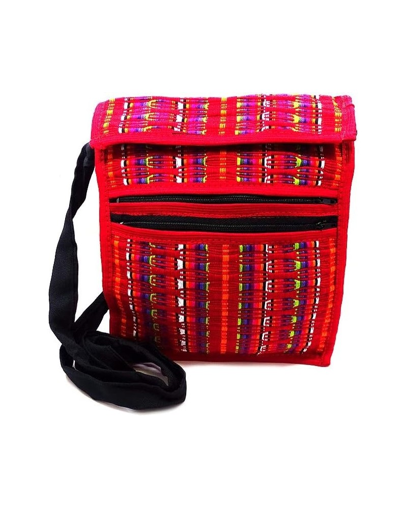 Multicolored Woven Striped Cushioned Crossbody Mini iPad Tablet Bag Handmade Boho Travel Accessories Red $9.68 Crossbody Bags