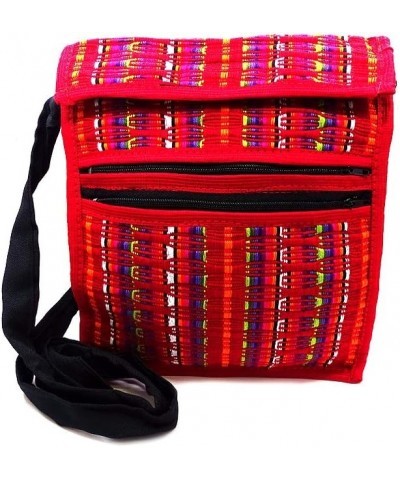 Multicolored Woven Striped Cushioned Crossbody Mini iPad Tablet Bag Handmade Boho Travel Accessories Red $9.68 Crossbody Bags