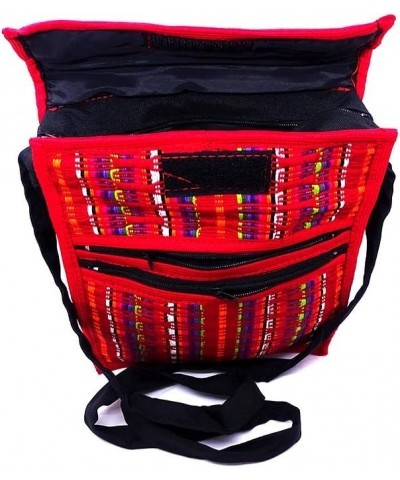 Multicolored Woven Striped Cushioned Crossbody Mini iPad Tablet Bag Handmade Boho Travel Accessories Red $9.68 Crossbody Bags